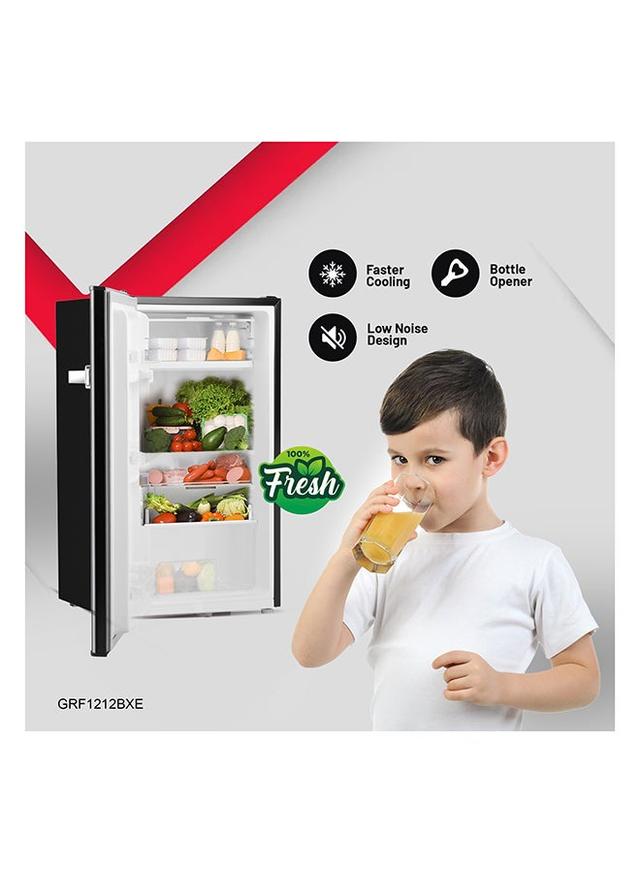 Geepas 120l Gross/92l Net Capacity, Single Door Mini Defrost Refrigerator With Retro Premium Design, Bottle Opener, Glass Shelves, Transparent Door Basket, Lock & Key, Low Noise, Low Voltage, Adjustable Front Wheel. 120 L Black