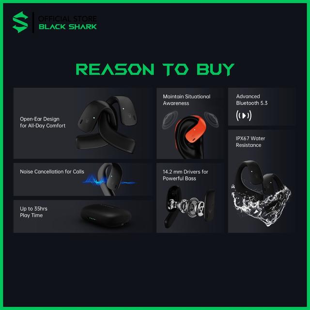 Black Shark Lucifer T20 Open Wearable Stereo Earphone - SW1hZ2U6MjcyMzAzMg==