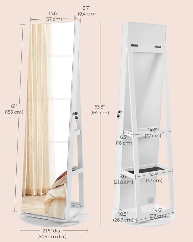 Full Length Dressing Mirror With Jewellery Storage Organiser