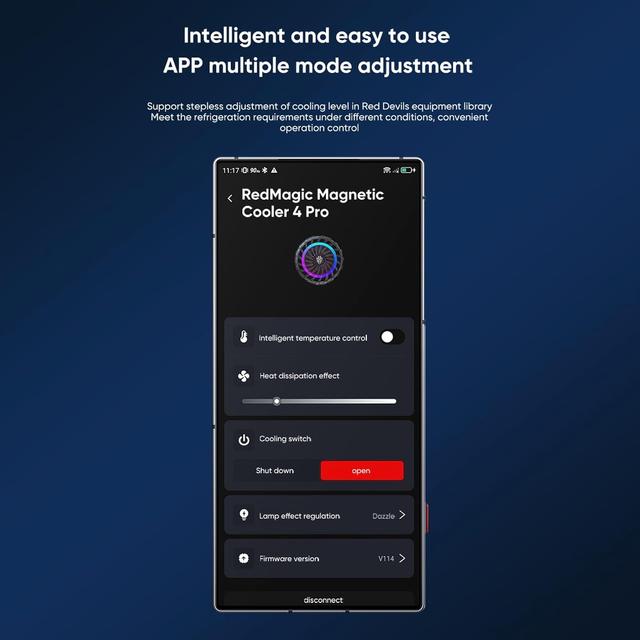 مروحة تبريد جوال ريد ماجيك مغناطيسية مع إضاءة Nubia RedMagic Magnetic Cooler 4 Pro