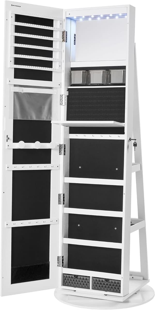 Full Length Dressing Mirror With Jewellery Storage Organiser