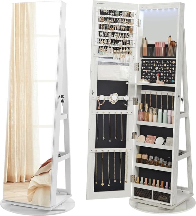 Full Length Dressing Mirror With Jewellery Storage Organiser