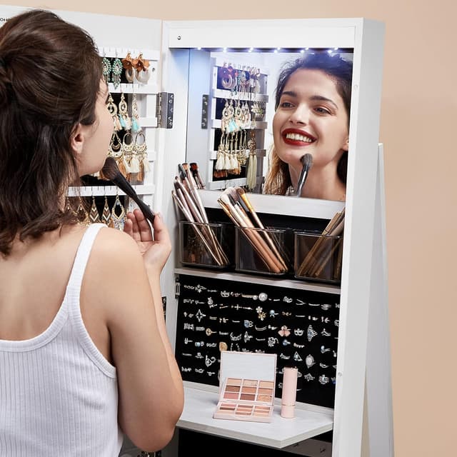 Full Length Dressing Mirror With Jewellery Storage Organiser