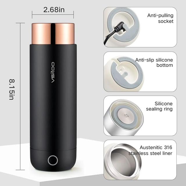 كوب تسخين ذاتي للقهوة للسيارة فسيتو 350 مللي Vsitoo Insulated Car Water Bottle