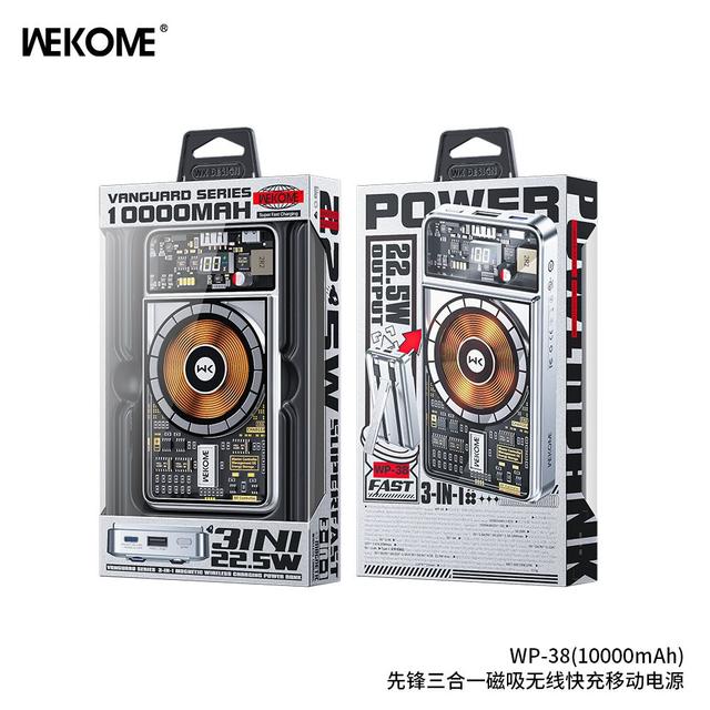 شاحن متنقل باور بنك لاسلكي 10000 مللي أمبير Wekome Vanguard Wp-38 Wireless Powerbank