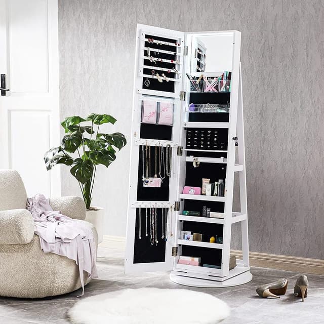 Full Length Dressing Mirror With Jewellery Storage Organiser