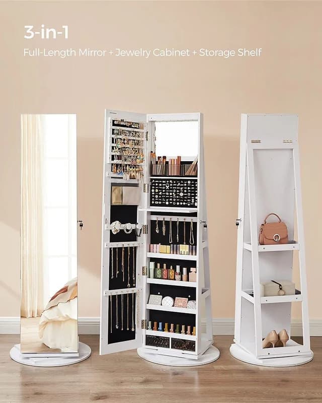 Full Length Dressing Mirror With Jewellery Storage Organiser