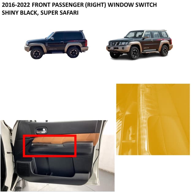 2016-2022 Front Passenger (Right) Window Switch (Shiny Black, Super Safari) Nissan Patrol Y61 VTC GU - 762000