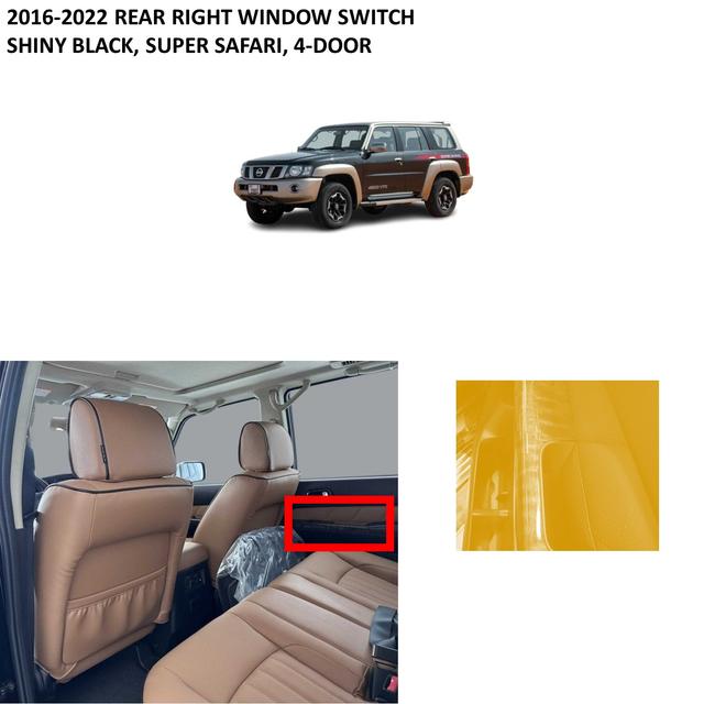 2016-2022 Rear Right Window Switch (Shiny Black, Super Safari) Nissan Patrol Y61 VTC GU (4-door) - SW1hZ2U6MzA3ODA1Mw==