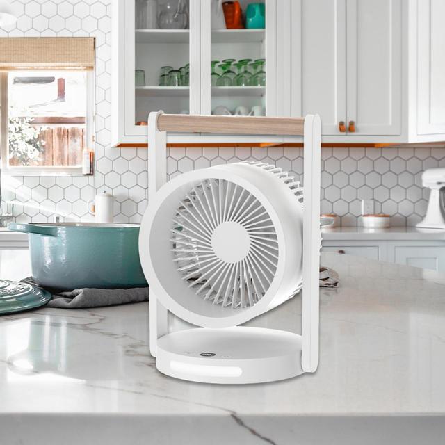 مروحة صغيرة متنقلة مع ضوء مدمج 3600 مللي أمبير 4 سرعات Portable Desk Fan