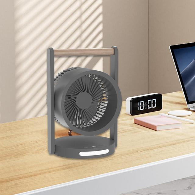 مروحة صغيرة متنقلة مع ضوء مدمج 3600 مللي أمبير 4 سرعات Portable Desk Fan