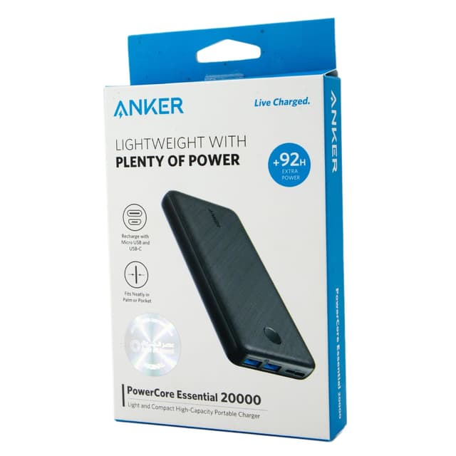 بور بانك شاحن متنقل انكر باوركور 20000 مللي امبير Anker PowerCore Essential Power Bank - 93689