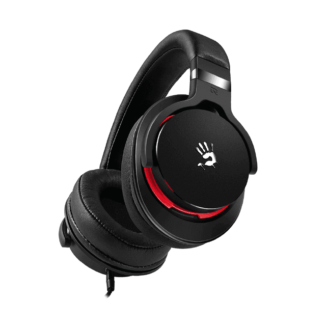 Bloody M550 Dynamic Hifi Gaming Headphones with Hybrid Diaphragm, In-Line Mic & Detachable Cable, Foldable Design, Tangle-Free Cube Braided Cable - Black / Red - SW1hZ2U6MzExMjc0MQ==