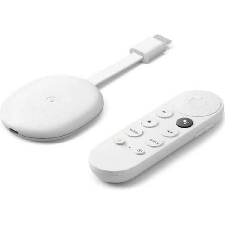 كروم كاست مع جهاز تحكم عن بعد أبيض غوغل Google Chromecast HD with Google TV Remote White