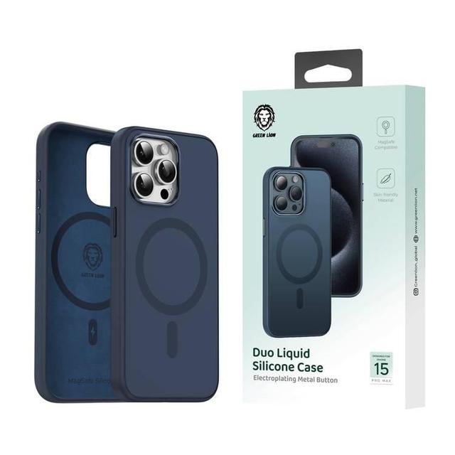 Green Lion iPhone 15 Pro Max For Duo Liquid Silicone Case - Dark Blue - SW1hZ2U6MzEwNjU1Mg==