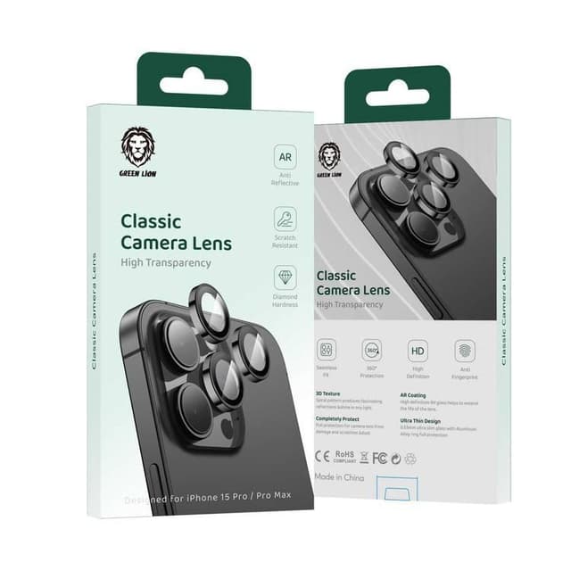 Green Lion iPhone 15 Pro/15 Pro Max For Classic Camera Lens - Black - SW1hZ2U6MzEwOTE1NQ==