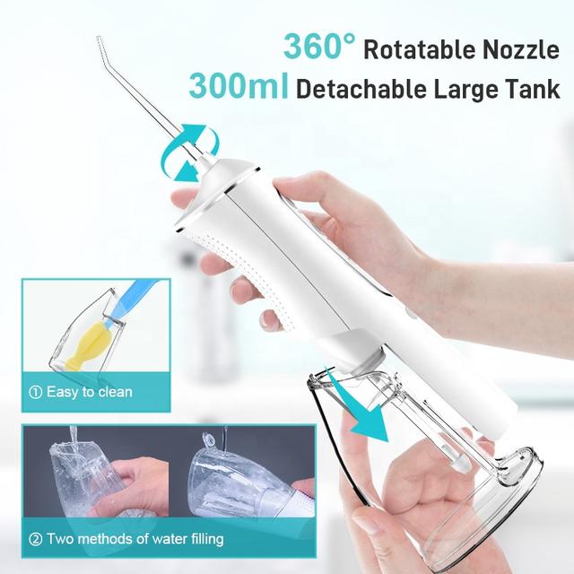 جهاز خيط الاسنان المائي محمول 2000 مللي أمبير 300 مللي Portable Oral Irrigator Water Flosser