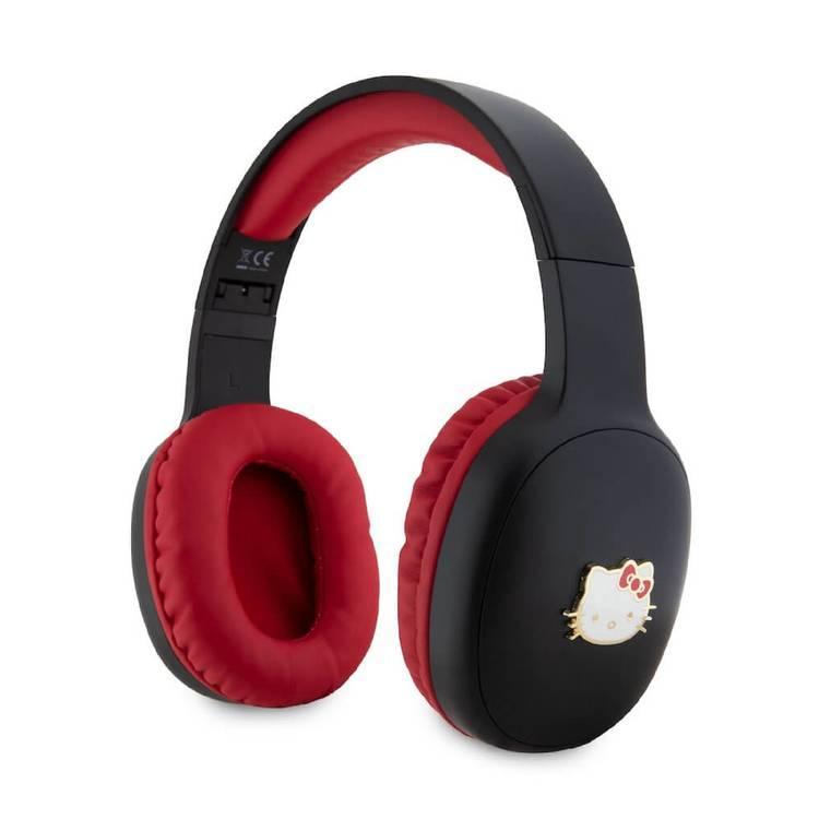 سماعة راس لاسلكية أسود وأحمر هيلو كيتي Hello Kitty Bluetooth Headphones Metal Logo Oval Shape