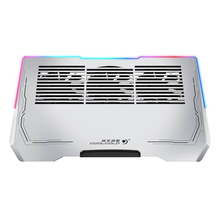 مروحة لابتوب مع تقنية Al RGB فضي بورودو Porodo Gaming Laptop Cooling Fan with Multifan and Al RGB
