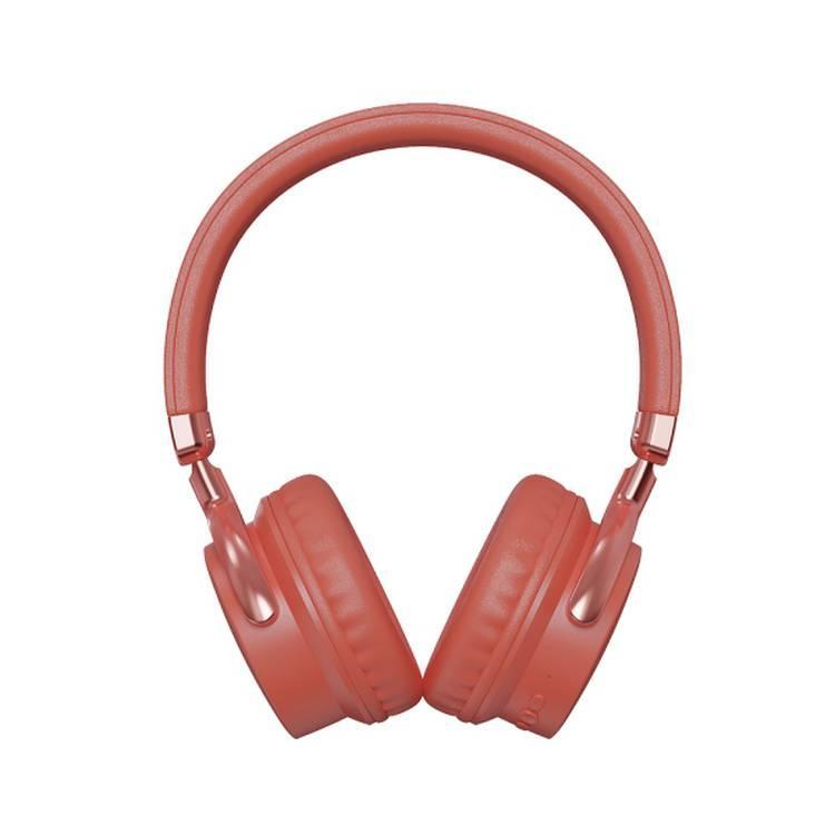 سماعات رأس بلوتوث لاسلكية 250 مللي امبير مع خاصية الغاء الضوضاء أحمر باورو + Powero+ Ritmo 220 Bluetooth Wireless Over-Ear Headphones with Pure Bass & Voice Prompt