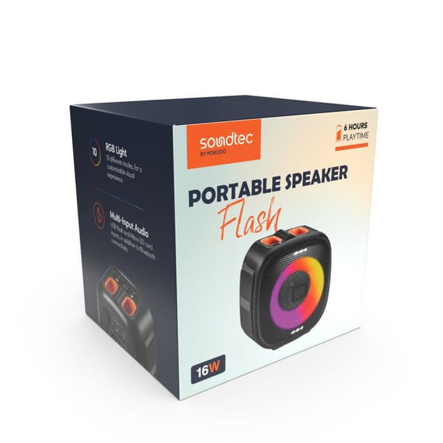 سبيكر مكبر صوت لاسلكي محمول بورودو 1200 مللي أمبير 16 واط Porodo Soundtec Portable Bluetooth Speaker