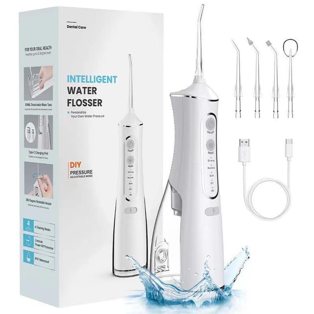 جهاز خيط الاسنان المائي محمول 2000 مللي أمبير 300 مللي Portable Oral Irrigator Water Flosser