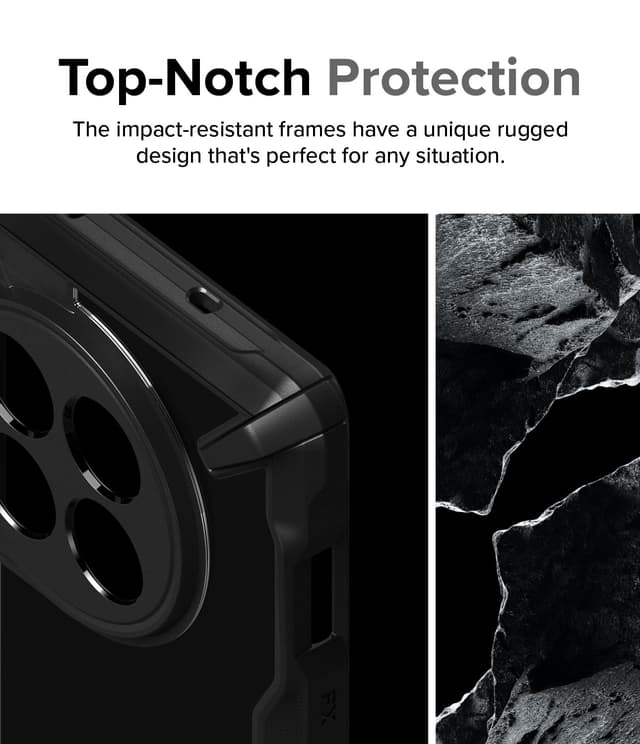 كفر حماية موبايل ون بلس 12 أسود وشفاف رينجكي Ringke Fusion-X Case Compatible with OnePlus 12