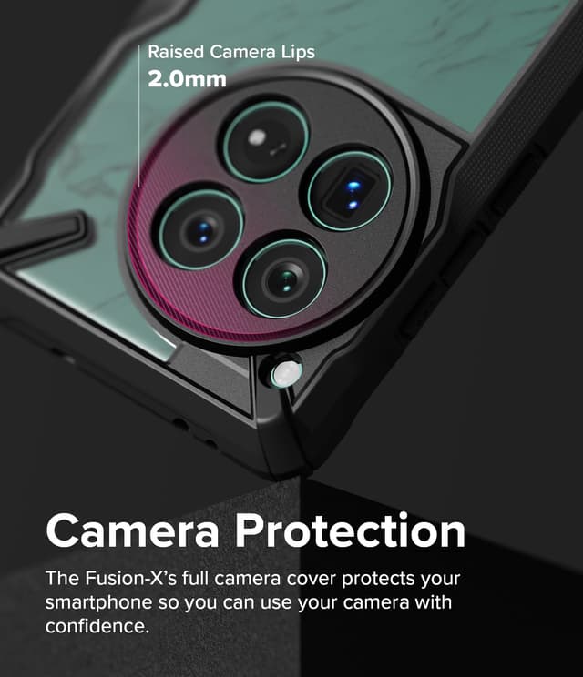 كفر حماية موبايل ون بلس 12 أسود وشفاف رينجكي Ringke Fusion-X Case Compatible with OnePlus 12