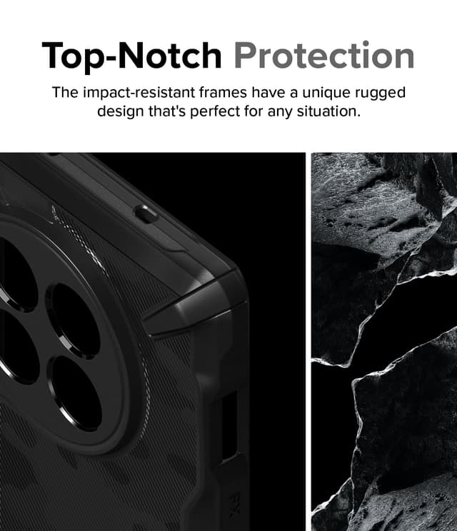 كفر حماية موبايل ون بلس 12 أسود مموه رينجكي Ringke Fusion-X Case Compatible with OnePlus 12