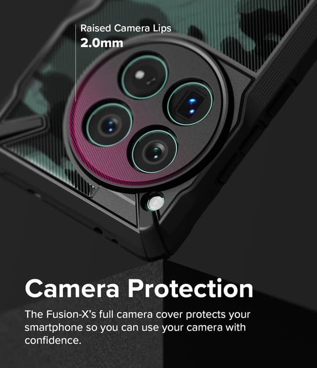 كفر حماية موبايل ون بلس 12 أسود مموه رينجكي Ringke Fusion-X Case Compatible with OnePlus 12