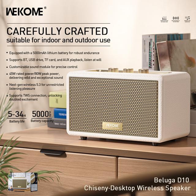 سماعات سبيكر بلوتوث ويكوم 5000 مللي أمبير 45 واط Wekome Beluga D10 Wireless Speaker - SW1hZ2U6MzE4MTU1OQ==