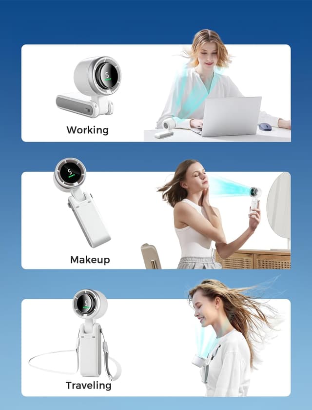 مروحة صغيرة يدوية قابلة للطي 3600 مللي أمبير 5 سرعات Mini Handheld Portable Fan