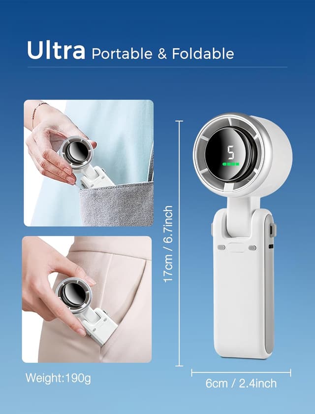 مروحة صغيرة يدوية قابلة للطي 3600 مللي أمبير 5 سرعات Mini Handheld Portable Fan