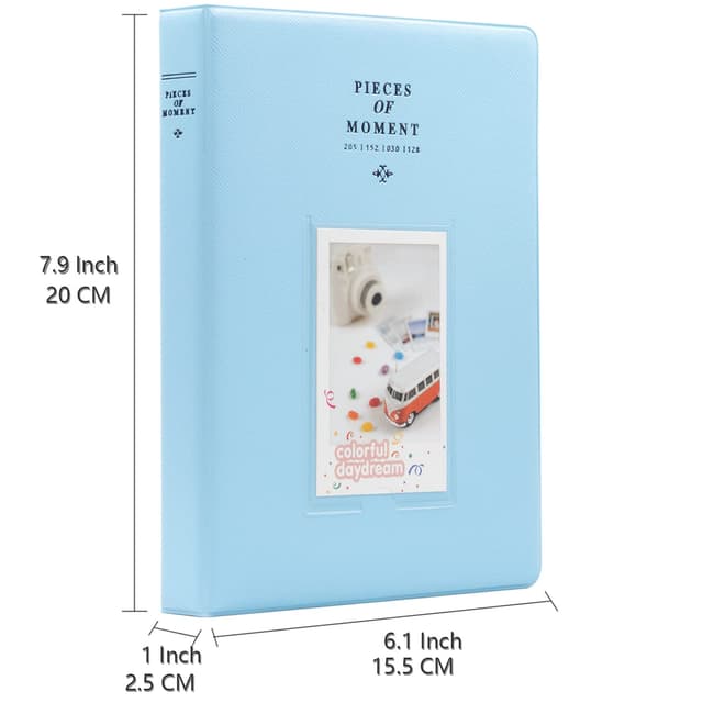 O Ozone 128 Pockets Card Size Pockets Fujiflims Mini Photo Album for Fujifilm Instax Mini 9 7s 8 8+ 25 26 50s 70 90 Instant Camera Name Card, Photo Book (Light Blue)