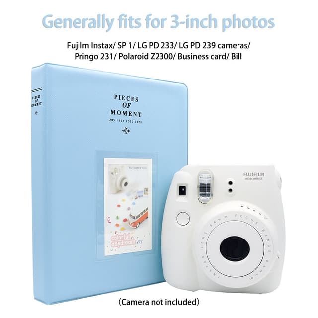 O Ozone 128 Pockets Card Size Pockets Fujiflims Mini Photo Album for Fujifilm Instax Mini 9 7s 8 8+ 25 26 50s 70 90 Instant Camera Name Card, Photo Book (Light Blue)