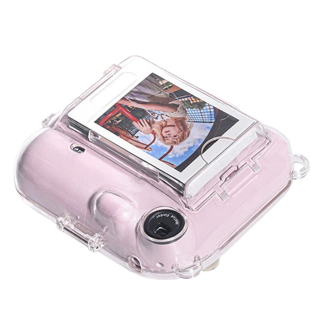 كفر كاميرا فوجي 12 ميني مع استيكرات وحزام رقبة أوزون زهري O Ozone Camera Clear Case Compatible with Fujifilm Mini 12 Instant Camera