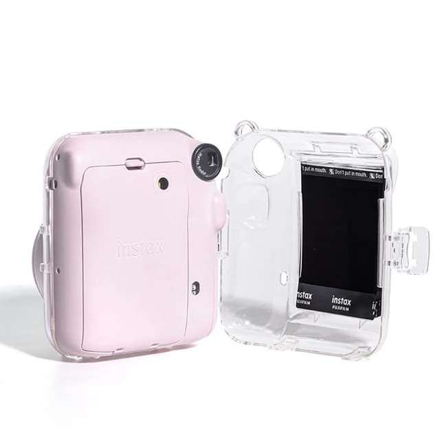 كفر كاميرا فوجي 12 ميني مع استيكرات وحزام رقبة أوزون زهري O Ozone Camera Clear Case Compatible with Fujifilm Mini 12 Instant Camera
