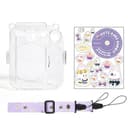 O Ozone Camera Clear Case Compatible with Fujifilm Mini 12 Instant Camera, Hard PC Cover with Adjustable Strap and Pocket & Decorative sticker - Purple