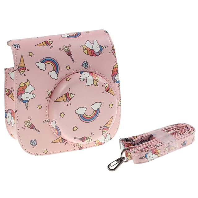 O Ozone PU Leather Camera Case Compatible with Fujifilm Instax Mini 11 12 Instant Camera with Adjustable Strap and Pocket- Rainbow & Unicorn