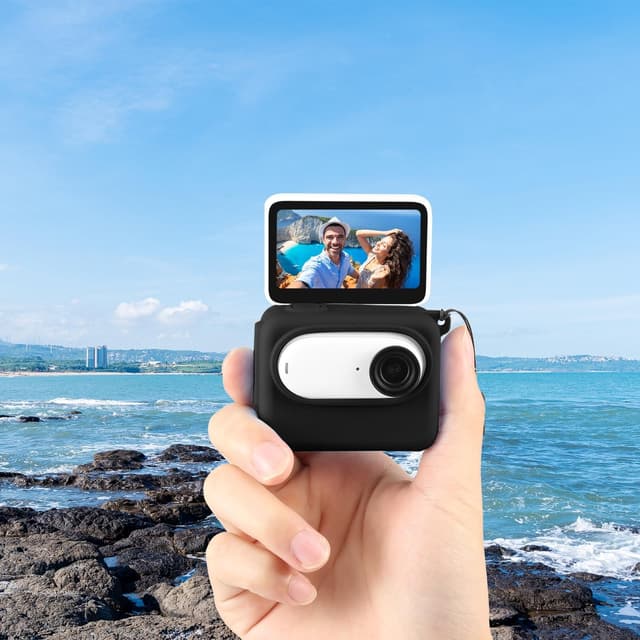 O Ozone Silicone Case Compatible with Insta360 GO 3, Soft Carrying Case with Lens Cover Cap & Wrist Strap |Anti-drop Protective Accessories Cover for Insta360 GO 3 Action Camera Accessories- Black