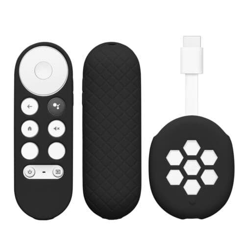 O Ozone (2 Pcs) Silicone Remote Cover Set Compatible with Google Chromecast 2020 4K, Anti-Slip Shockproof TV Set Top Box Sleeve Cover (Black)