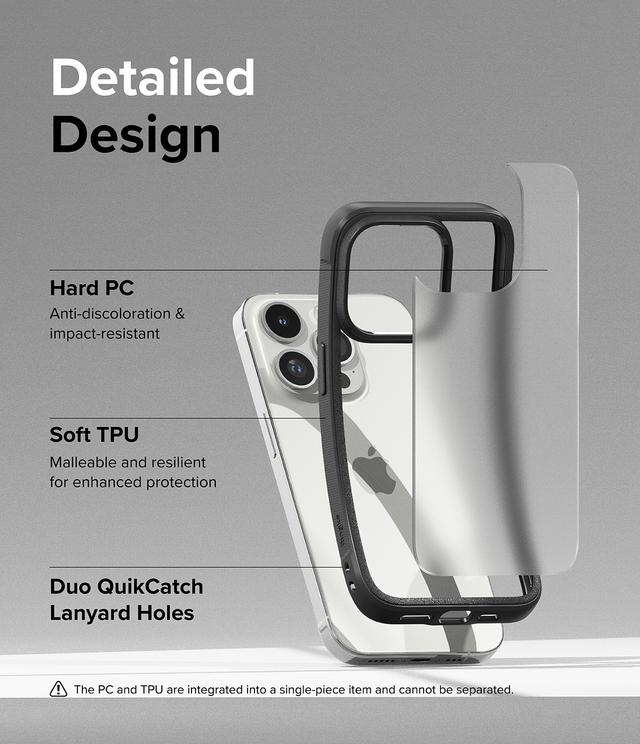 Ringke Fusion Bold Compatible with iPhone 15 Pro Case Cover Firm Grip Frame Anti-Yellowing Anti-Fingerprint Frosted Hard Back Shockproof Bumper iPhone 15 Pro Back Cover - Matte Black
