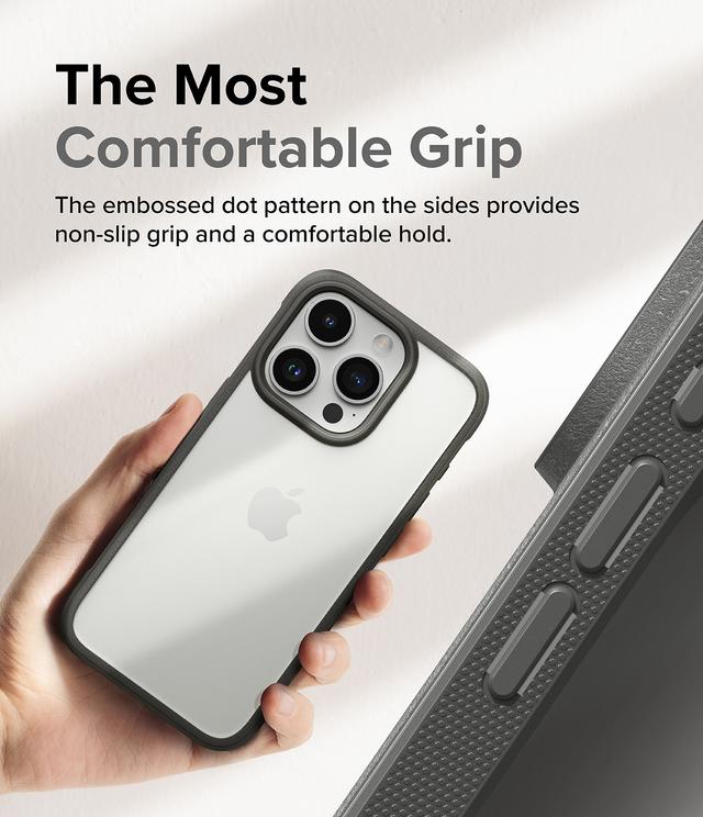 Ringke Fusion Bold Compatible with iPhone 15 Pro Max Case Cover Firm Grip Frame Anti-Yellowing Anti-Fingerprint Frosted Hard Back Shockproof Bumper iPhone 15 Pro Max Back Cover - Gray