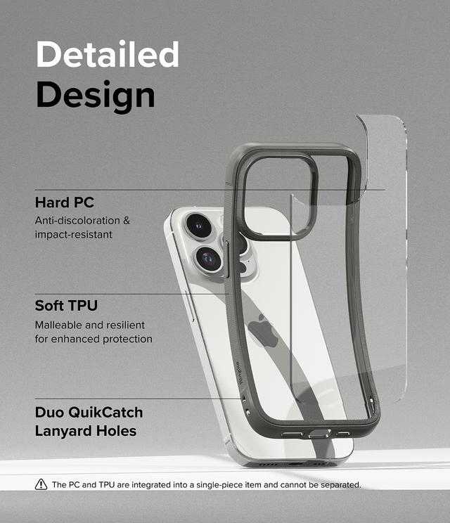 Ringke Fusion Bold Compatible with iPhone 15 Pro Max Case Cover Firm Grip Frame Anti-Yellowing Anti-Fingerprint Frosted Hard Back Shockproof Bumper iPhone 15 Pro Max Back Cover - Gray