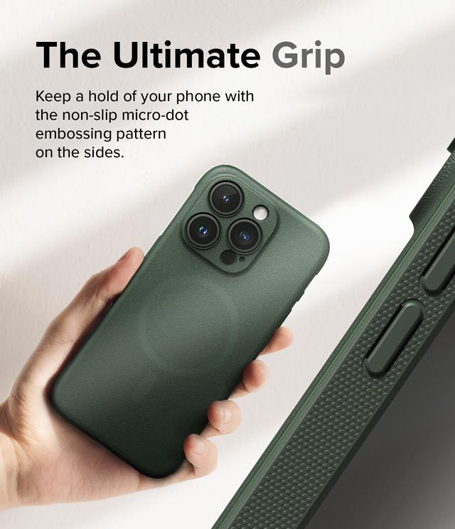 Ringke Onyx Magnetic Compatible with iPhone 15 Pro Max Case [Compatible with MagSafe] Enhanced Grip Tough Flexible TPU Shockproof Rugged TPU Bumper Drop Protection Phone Cover - Dark Green