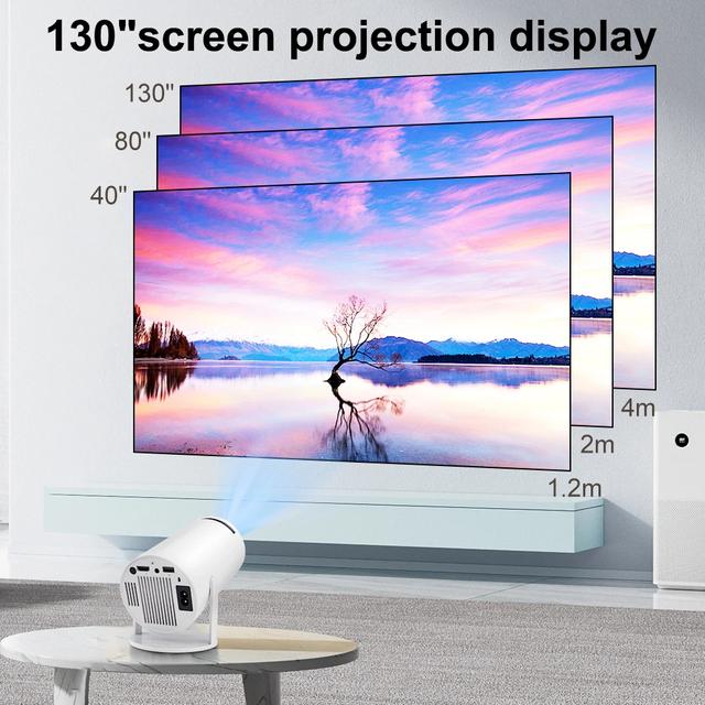 Wownect Mini Projector, HY300 Auto Keystone Correction, 4K 1080P Support Portable Projector, 150 ANSI Smart Projector with 2.4/5G WiFi, Android 12.0, 130 Inch Screen Outdoor Home Video Projector - SW1hZ2U6MzE4OTk3Nw==