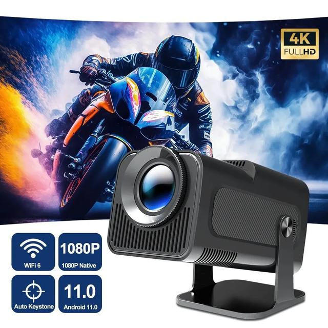 Wownect Mini Andorid Portable Projector, Natvie 1080P Smart Projector FHD 4K Supported 300 Lumens with WiFi 6, Auto Keystone 180 Degree Rotation Home Theater Outdoor Video Projector -Black - SW1hZ2U6MzE4OTk4Ng==