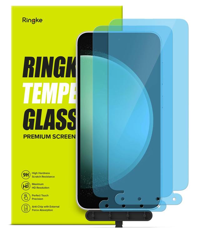 Ringke Full Cover Tempered Glass Screen Protector Compatible with Samsung S23FE, Premium 9H Hardness Shatterproof Coverage Protective Film with Installation Kit- 2 Pack - 2 Pack, W Installation Jig