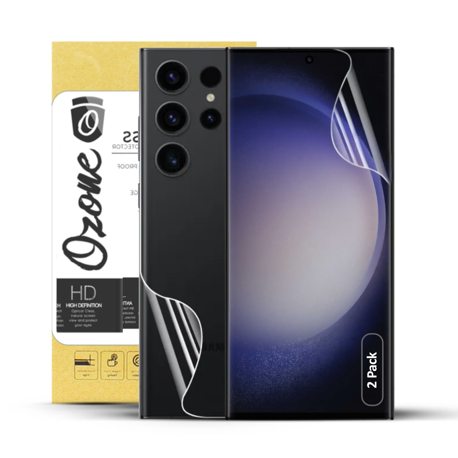 شاشة حماية سامسونج جلاكسي اس 23 الترا 5G فيلم للأمام والخلف أوزون O Ozone Screen Protector for Samsung Galaxy S23 Ultra 5G Flexible TPU Film