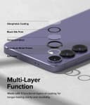 Ringke Camera Lens Frame Glass Protector Compatible with Samsung S24 Plus 5G (2024), Anti-Fingerprint Camera Lens Tempered Glass Covers and Aluminum Alloy Frames Adhesive Coating - Black